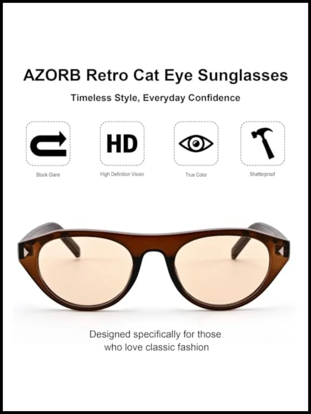 Retro Small Oval Cat Eye Sunglasses UV400 Protection Lightweight Narrow Frame